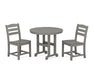 POLYWOOD La Casa Café Side Chair 3-Piece Round Dining Set in Slate Grey