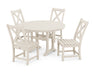 POLYWOOD Braxton Side Chair 5-Piece Round Dining Set With Trestle Legs in Sand