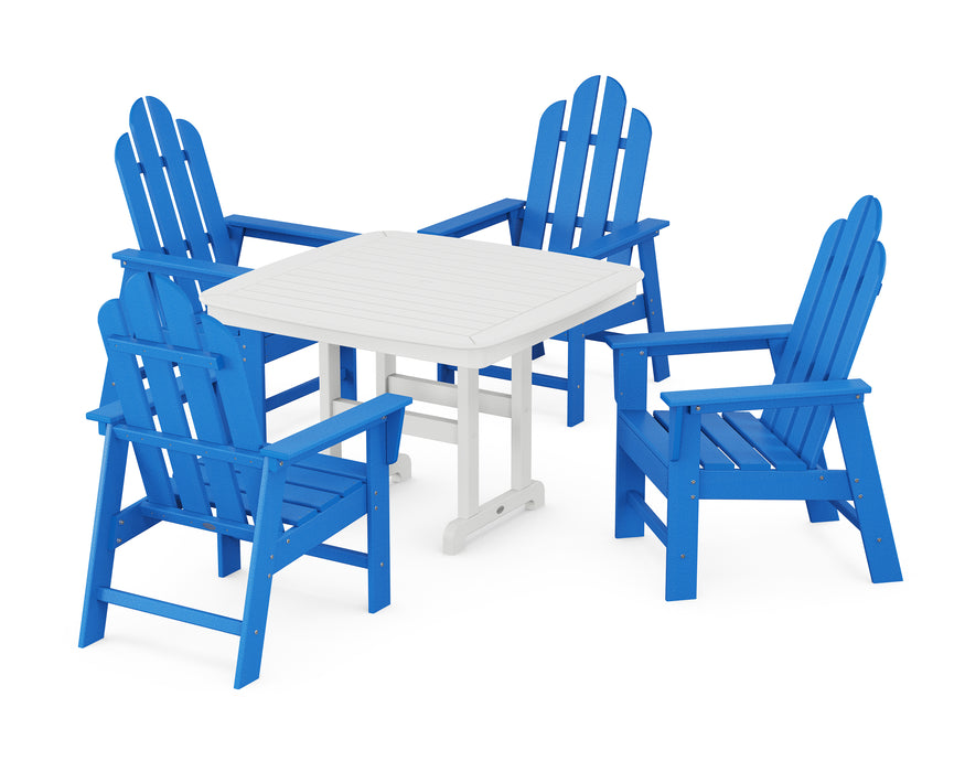 POLYWOOD Long Island 5-Piece Dining Set with Trestle Legs in Pacific Blue