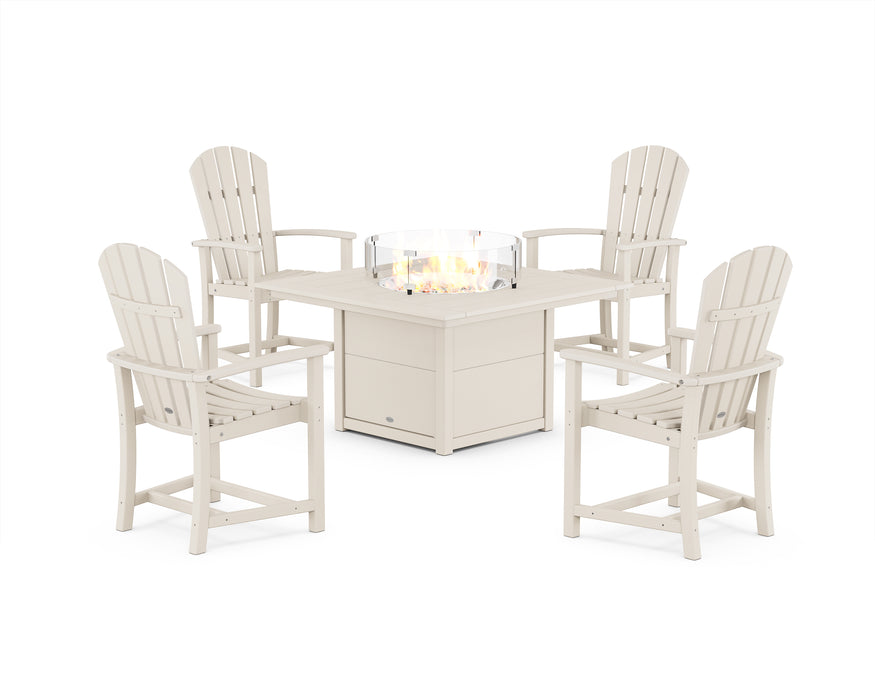 POLYWOOD® Palm Coast 4-Piece Upright Adirondack Conversation Set with Fire Pit Table in Sand