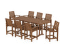 POLYWOOD® Signature 9-Piece Counter Set with Trestle Legs in Teak