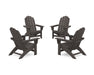 POLYWOOD® 4-Piece Vineyard Grand Adirondack Chair Conversation Set in Vintage Coffee