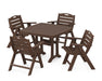 POLYWOOD Nautical Lowback 5-Piece Dining Set with Trestle Legs in Mahogany