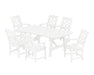 Martha Stewart by POLYWOOD Chinoiserie Arm Chair 7-Piece Rustic Farmhouse Dining Set in White