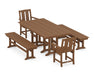 POLYWOOD® Mission 5-Piece Farmhouse Dining Set with Benches in Black