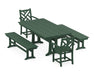 POLYWOOD Chippendale 5-Piece Farmhouse Dining Set With Trestle Legs in Green