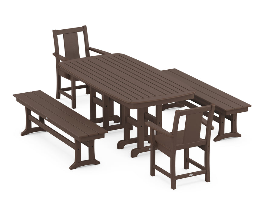 POLYWOOD® Prairie 5-Piece Dining Set with Benches in Sand