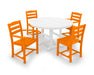 POLYWOOD La Casa Café 5-Piece Round Farmhouse Dining Set in Tangerine / White