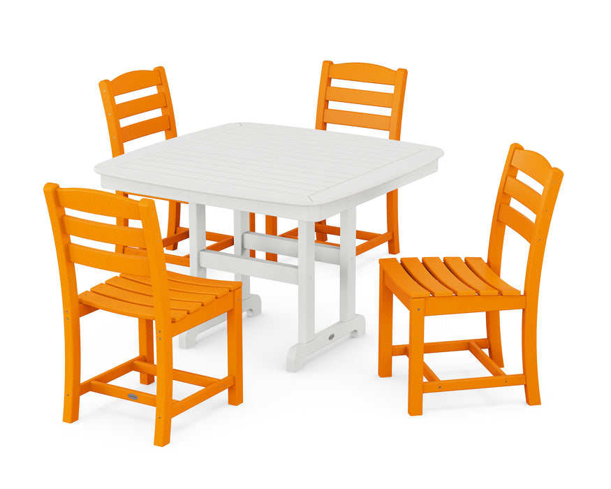 POLYWOOD La Casa Café Side Chair 5-Piece Dining Set with Trestle Legs in Tangerine