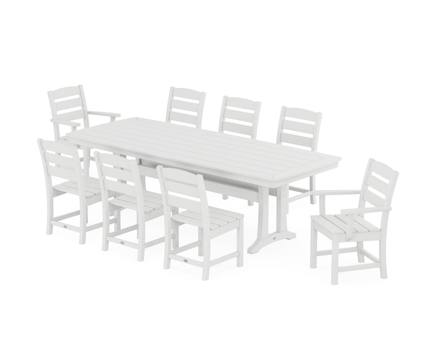 POLYWOOD Lakeside 9-Piece Dining Set with Trestle Legs in White
