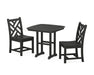 POLYWOOD Chippendale Side Chair 3-Piece Dining Set in Black
