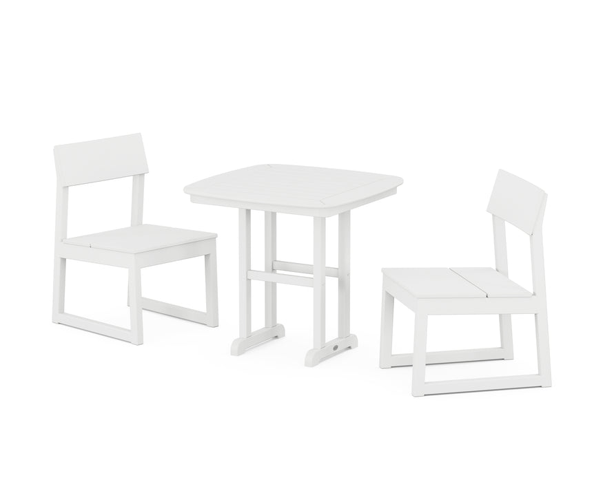 POLYWOOD EDGE Side Chair 3-Piece Dining Set in White