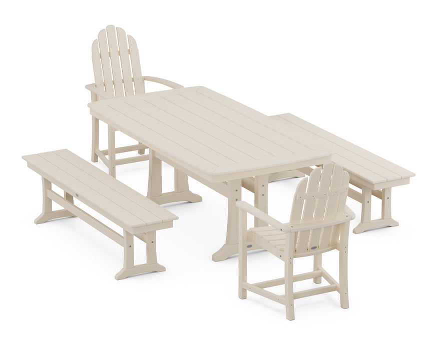 POLYWOOD Classic Adirondack 5-Piece Dining Set with Trestle Legs in Sand