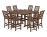 Martha Stewart by POLYWOOD Chinoiserie 9-Piece Square Farmhouse Bar Set with Trestle Legs in Mahogany
