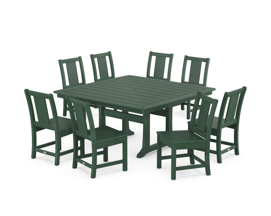 POLYWOOD® Prairie Side Chair 9-Piece Square Dining Set with Trestle Legs in Black