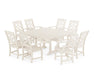 Martha Stewart by POLYWOOD Chinoiserie 9-Piece Square Dining Set with Trestle Legs in Sand