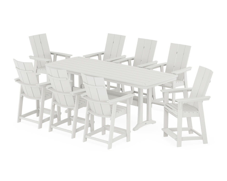 POLYWOOD® Modern Curveback Adirondack 9-Piece Counter Set with Trestle Legs in Vintage White