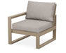 POLYWOOD® EDGE Modular Left Arm Chair in Vintage Sahara with Weathered Tweed fabric