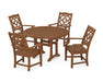 Martha Stewart by POLYWOOD Chinoiserie 5-Piece Round Dining Set with Trestle Legs in Teak