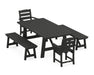POLYWOOD Lakeside 5-Piece Rustic Farmhouse Dining Set With Trestle Legs in Black
