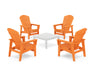 POLYWOOD® 5-Piece Nautical Grand Upright Adirondack Chair Conversation Group in Tangerine / White
