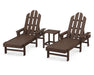 POLYWOOD Long Island Chaise 3-Piece Set in Mahogany