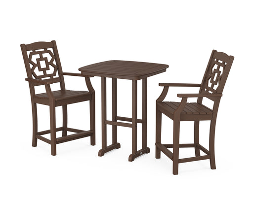 Martha Stewart by POLYWOOD Chinoiserie 3-Piece Counter Set in Mahogany