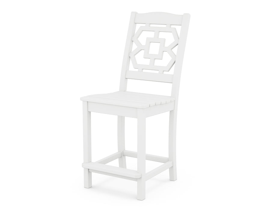 Martha Stewart by POLYWOOD Chinoiserie Counter Side Chair in White