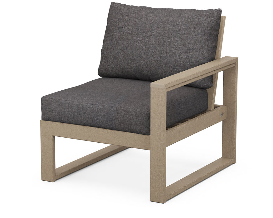 POLYWOOD® EDGE Modular Right Arm Chair in Vintage Sahara with Ash Charcoal fabric
