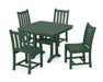 POLYWOOD Traditional Garden Side Chair 5-Piece Dining Set with Trestle Legs in Green