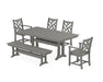 POLYWOOD Chippendale 6-Piece Farmhouse Dining Set With Trestle Legs in Slate Grey