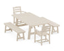 POLYWOOD La Casa Cafe 5-Piece Rustic Farmhouse Dining Set With Benches in Sand