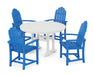 POLYWOOD Classic Adirondack 5-Piece Round Dining Set with Trestle Legs in Pacific Blue