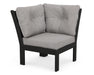 POLYWOOD Vineyard Modular Corner Chair in Black with Grey Mist fabric