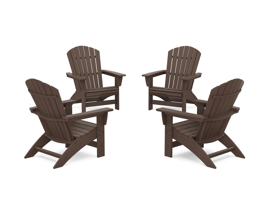 POLYWOOD® 4-Piece Nautical Grand Adirondack Chair Conversation Set in Mahogany