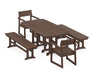 POLYWOOD EDGE 5-Piece Dining Set with Benches in Mahogany