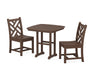 POLYWOOD Chippendale Side Chair 3-Piece Dining Set in Mahogany
