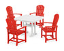 POLYWOOD Palm Coast 5-Piece Dining Set with Trestle Legs in Sunset Red