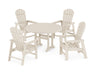 POLYWOOD South Beach 5-Piece Round Dining Set with Trestle Legs in Sand