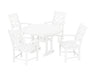 Martha Stewart by POLYWOOD Chinoiserie 5-Piece Round Dining Set with Trestle Legs in White