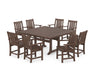 POLYWOOD® Oxford 9-Piece Square Farmhouse Dining Set with Trestle Legs in Mahogany