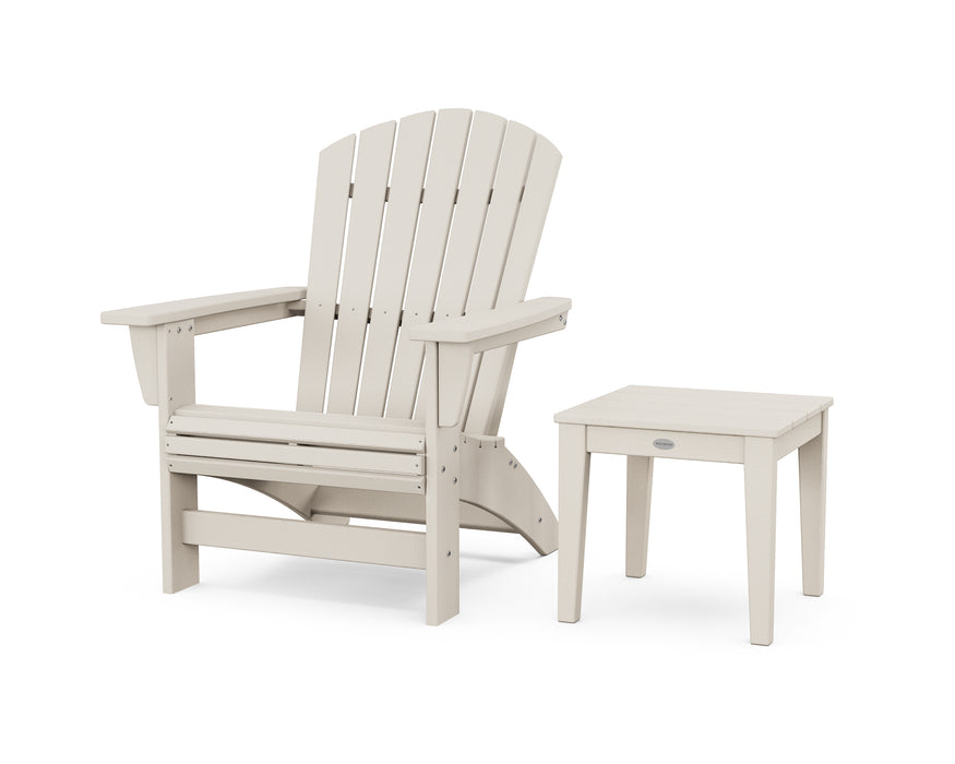 POLYWOOD® Nautical Grand Adirondack Chair with Side Table in Sand