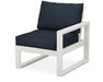 POLYWOOD® EDGE Modular Right Arm Chair in Vintage White with Marine Indigo fabric