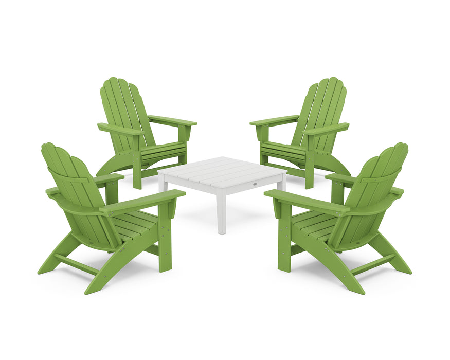 POLYWOOD® 5-Piece Vineyard Grand Adirondack Chair Conversation Group in Aruba / White