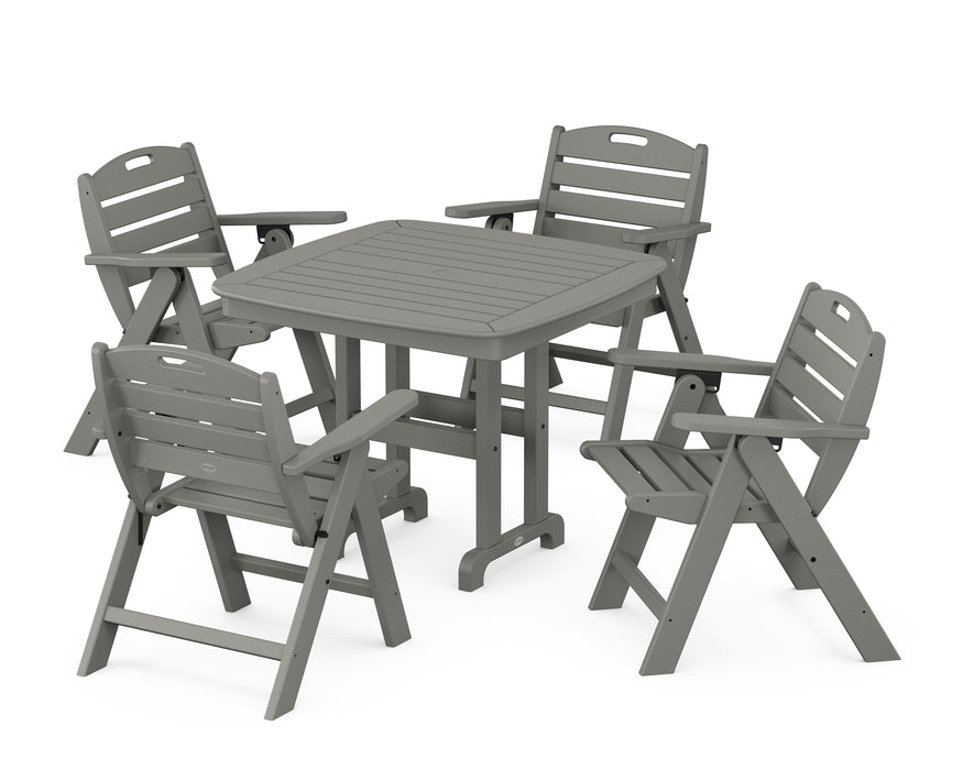 POLYWOOD Nautical Lowback 5-Piece Dining Set in Slate Grey