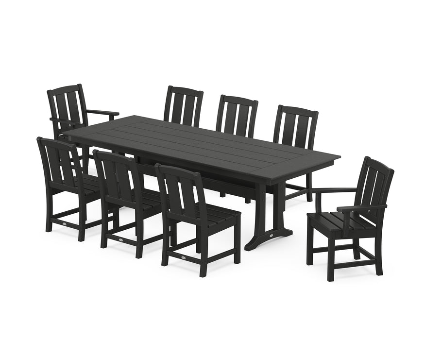 POLYWOOD® Mission 9-Piece Farmhouse Dining Set with Trestle Legs in Black