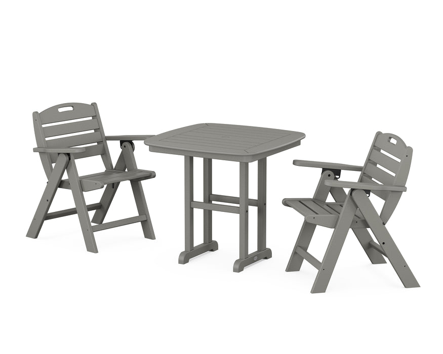 POLYWOOD Nautical Lowback 3-Piece Dining Set in Slate Grey