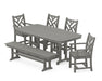 POLYWOOD Chippendale 6-Piece Dining Set with Bench in Slate Grey