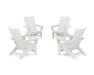 POLYWOOD® 4-Piece Modern Grand Adirondack Chair Conversation Set in Vintage White