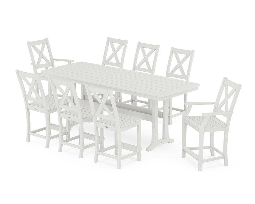 POLYWOOD® Braxton 9-Piece Counter Set with Trestle Legs in Vintage White
